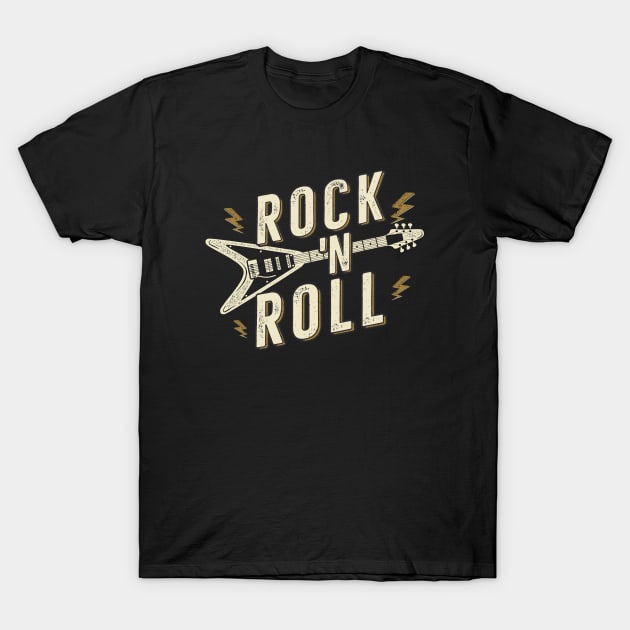 Vintage Rock 'n Roll Guitar with Lightning Bolts T-Shirt by SLAG_Creative